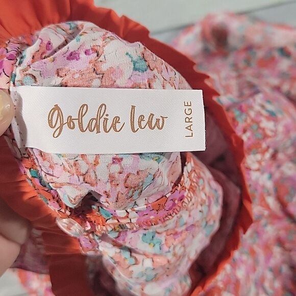 Goldie Lew Floral Print Cropped Shirt/Top sz Large - Picture 5 of 5